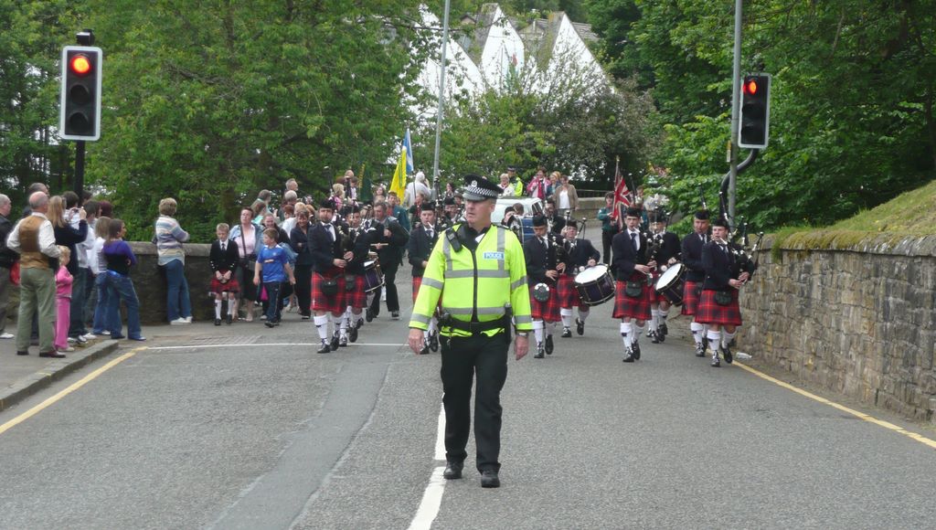 The procession crossing Turfholm Bridge