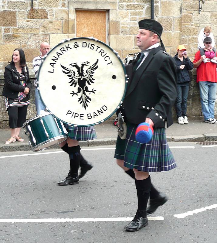 Bass Drummer in the second Lanark and District Pipe Band