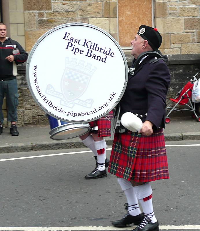 Bass Drummer in the first East Kilbride Pipe Band