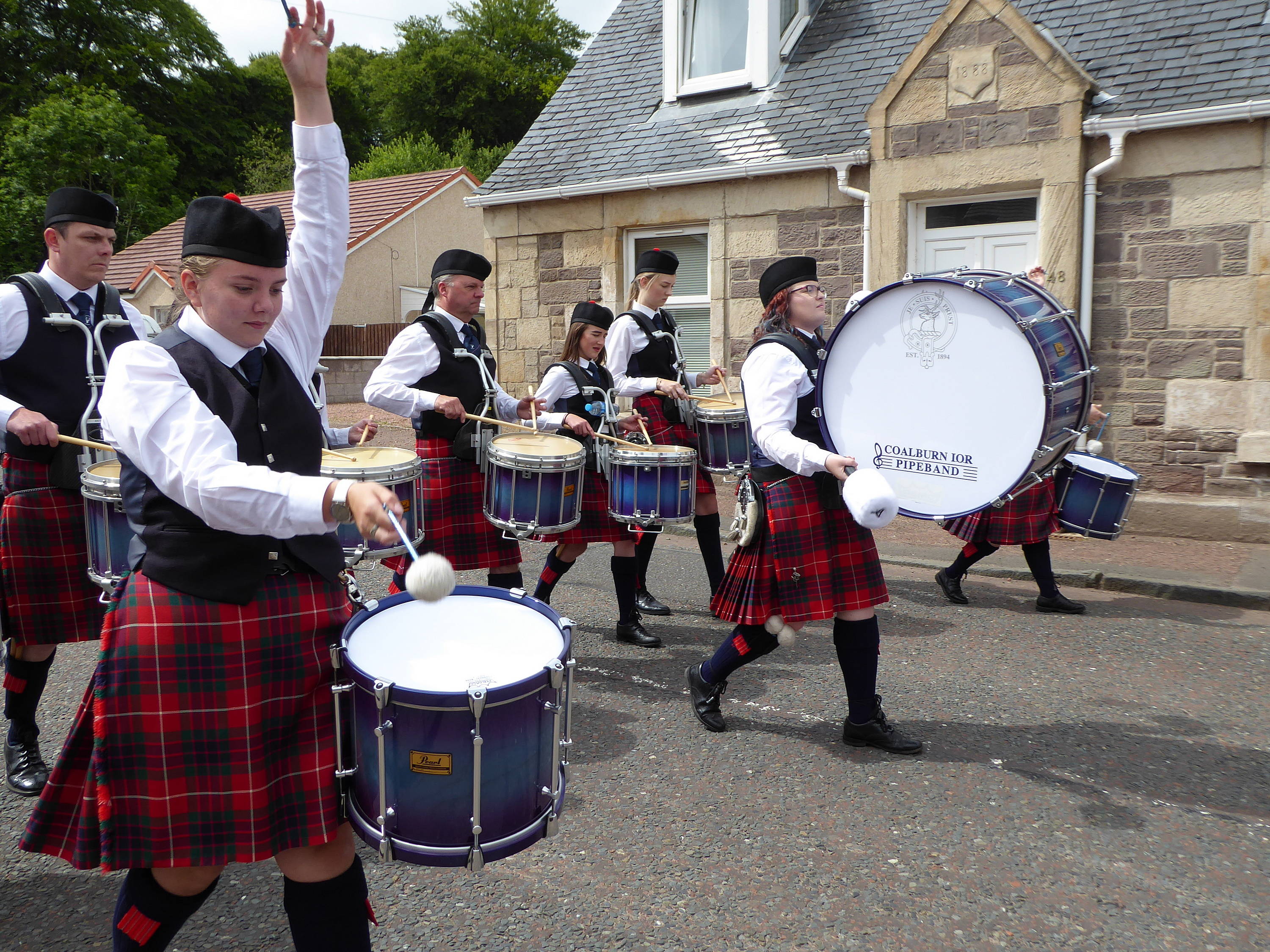 Drummers in Coalburn IOR Pipe Band 