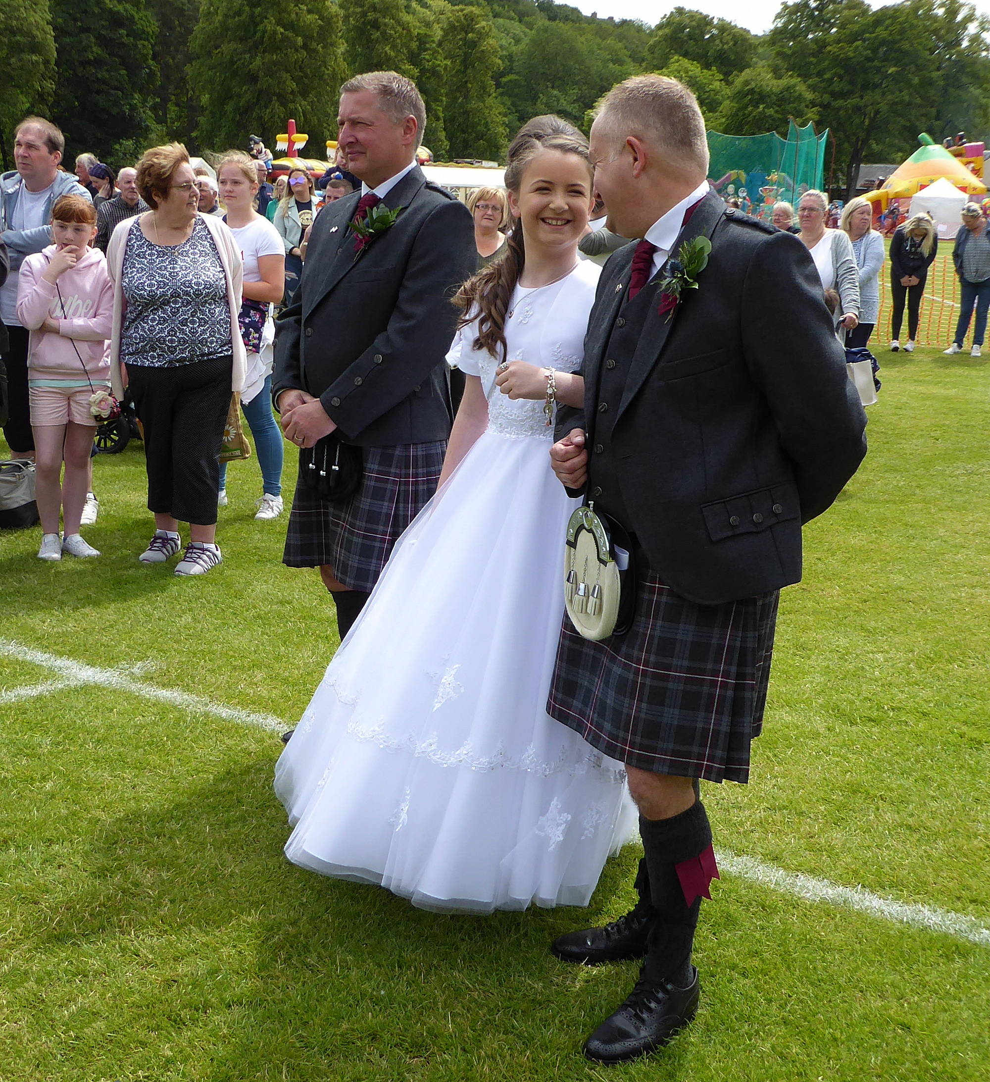 Tartan Queen Jennifer with Rab and Andy Irving, Highland Chieftains