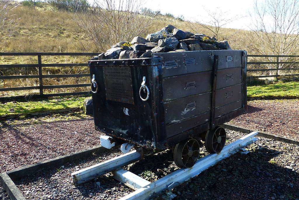 Memorial to coal mining in Coalburn on site of old No.6 pit. March 2014.