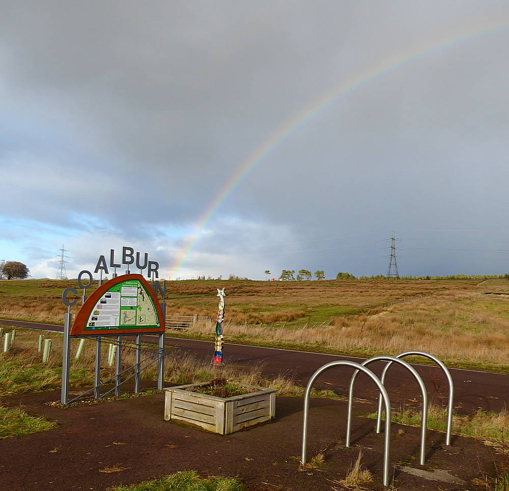 Rainbow and Information sign. 10th February 2019