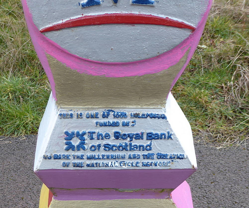Closeup of Milepost on cycleway. 17th March 2019