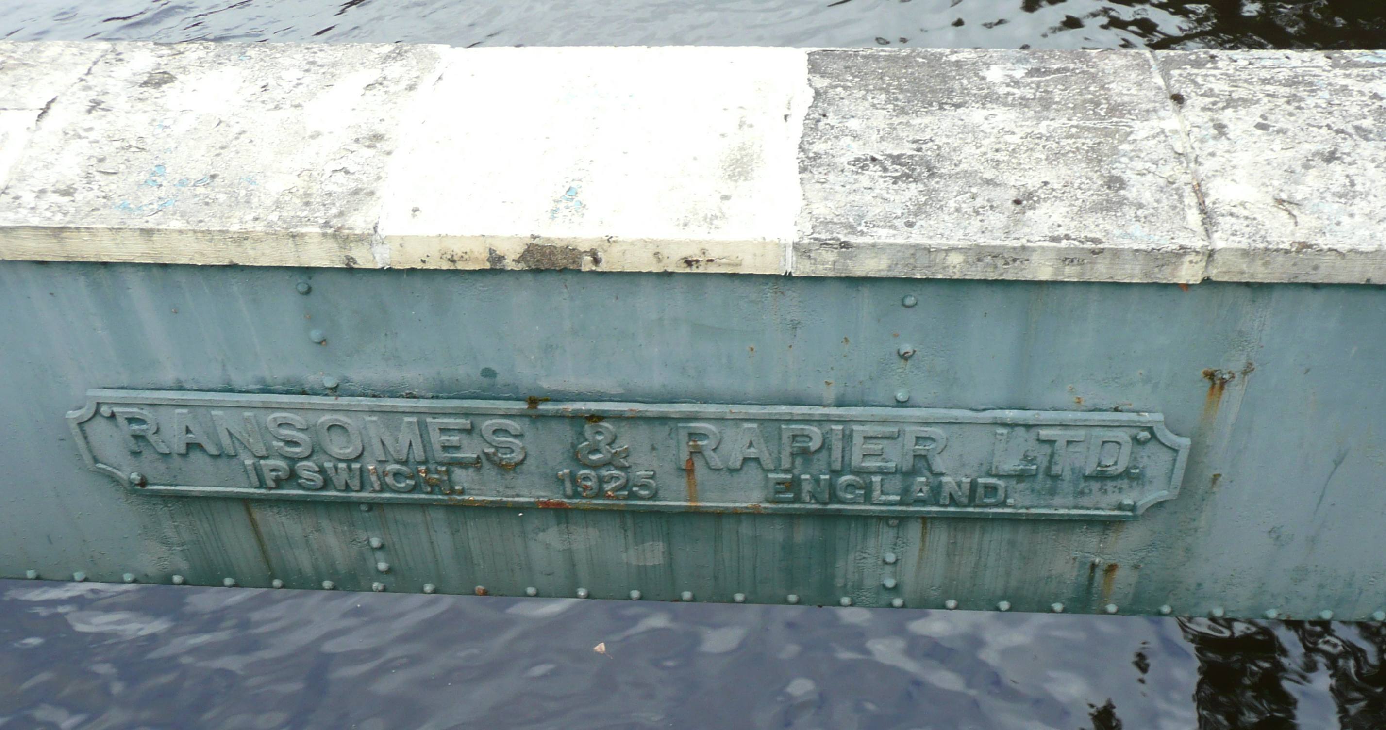Plaque on sluice gates at Bonnington Weir