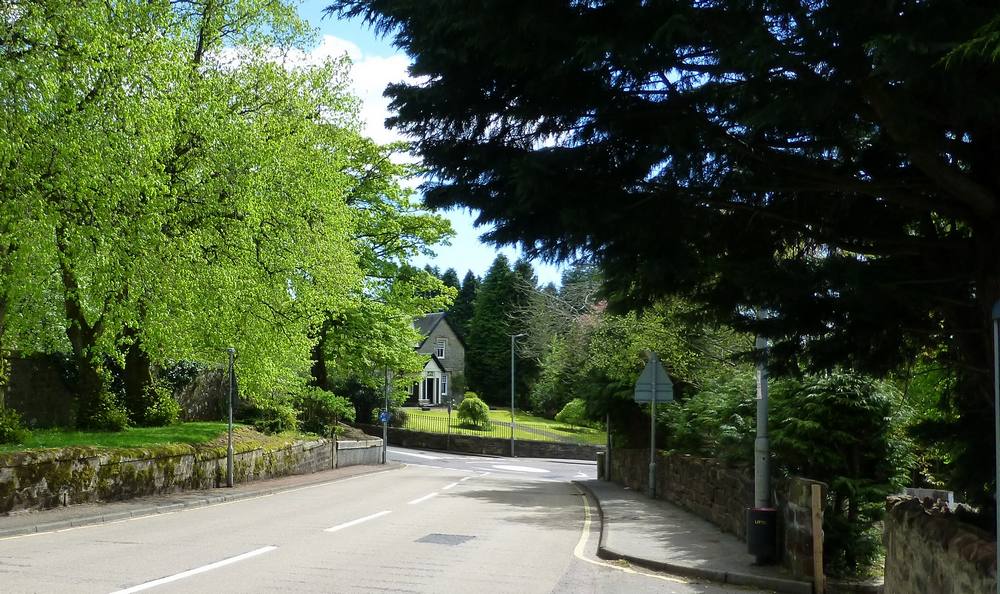 Douglas - A70 trunk road through village.