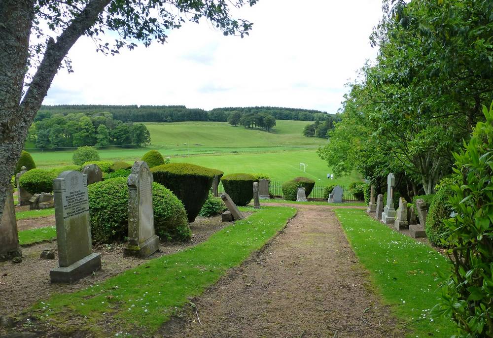 Douglas - the old St Bride's Church - view from churchyard across valley