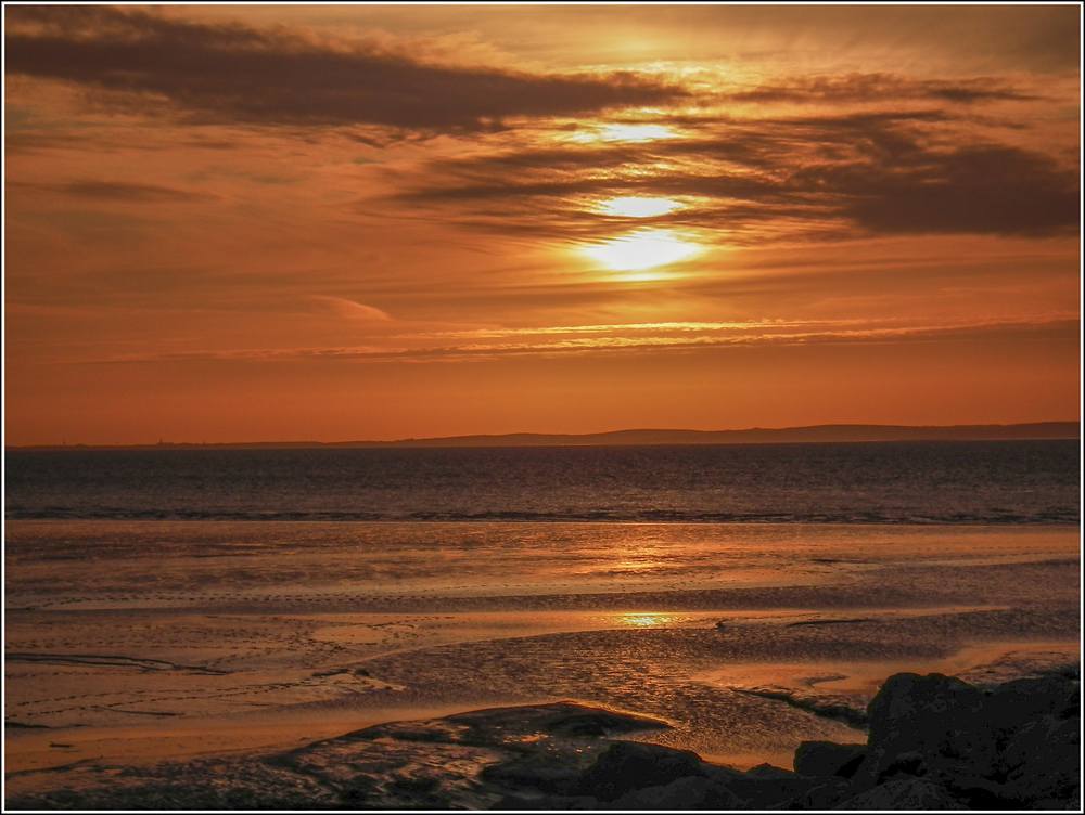 Sunset over the bay at Morecambe