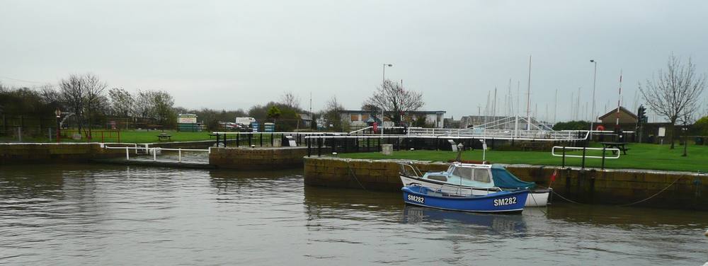 Glasson Dock; swing bridge giving access to marina and Lancaster Cana.