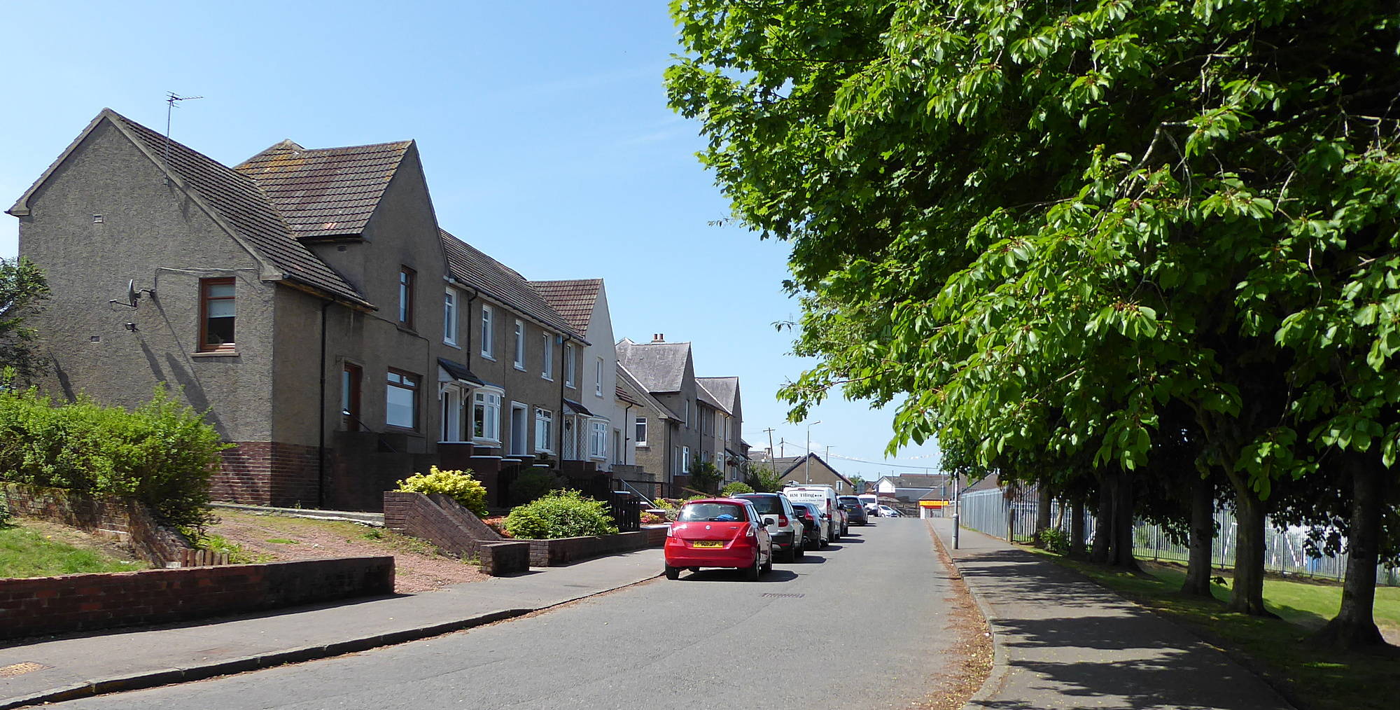 Last section of Burns Road between Scott Street and Strathaven Road