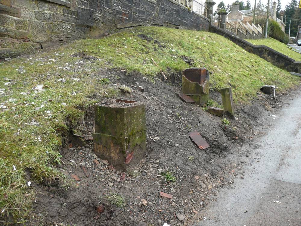 The remains of the bridge supports after the bridge was removed