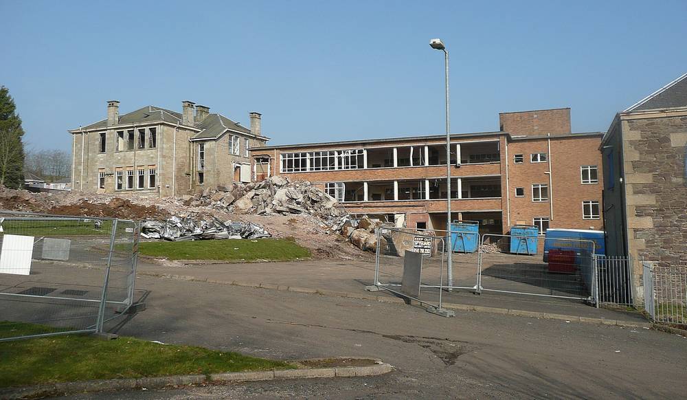Demolition of the brick-built classsrooms
