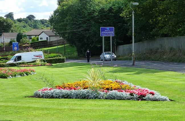 Flower beds at entrance to Lesmahagow