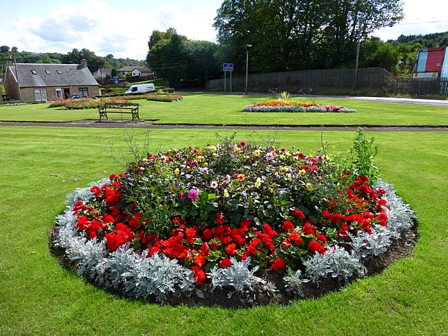 Flower beds at entrance to Lesmahagow