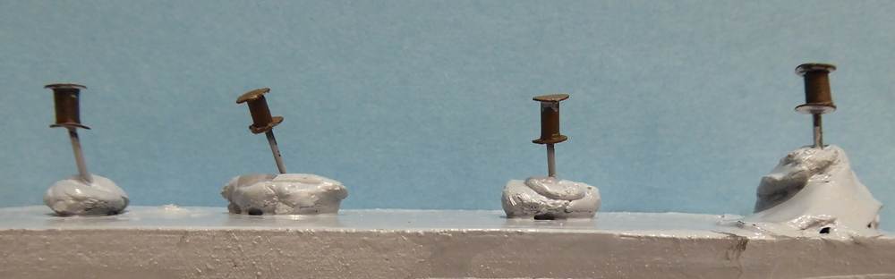 n scale bollards after painting